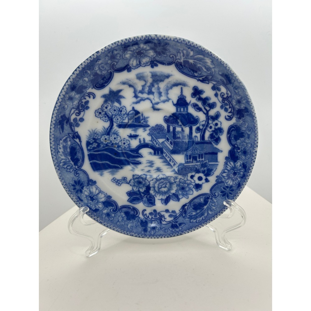 Maruta China Tea Cup and Saucer Set Blue White Willow Occupied Japan Vintage - Picture 3 of 16